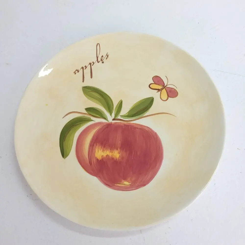 Pier 1 Provence Salad Plates Glazed Earthenware Pear Apple Orange Raspberry